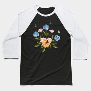 Aesthetic Butterflies on Flowers illustration Baseball T-Shirt